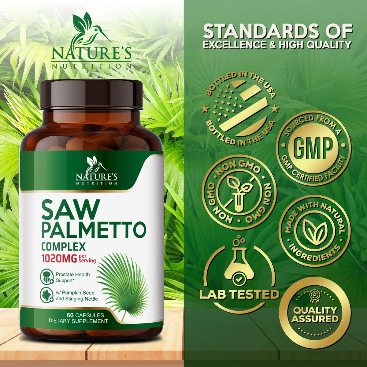 Complément alimentaire Saw Palmetto avec extrait d'ortie et de graines de citrouille