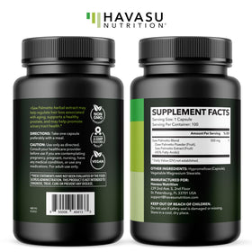 Complément alimentaire Saw Palmetto HAVASU NUTRITION sur fond neutre