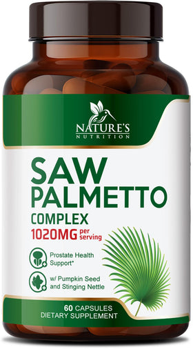 Complément alimentaire Saw Palmetto Nature's Nutrition 60 capsules vue de face