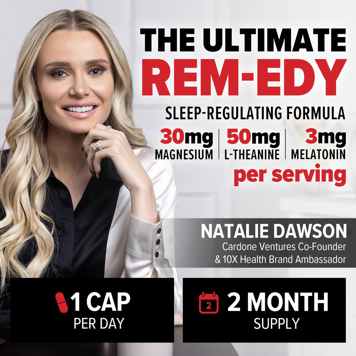 Complément alimentaire sommeil 10X Health System avec étiquette visible