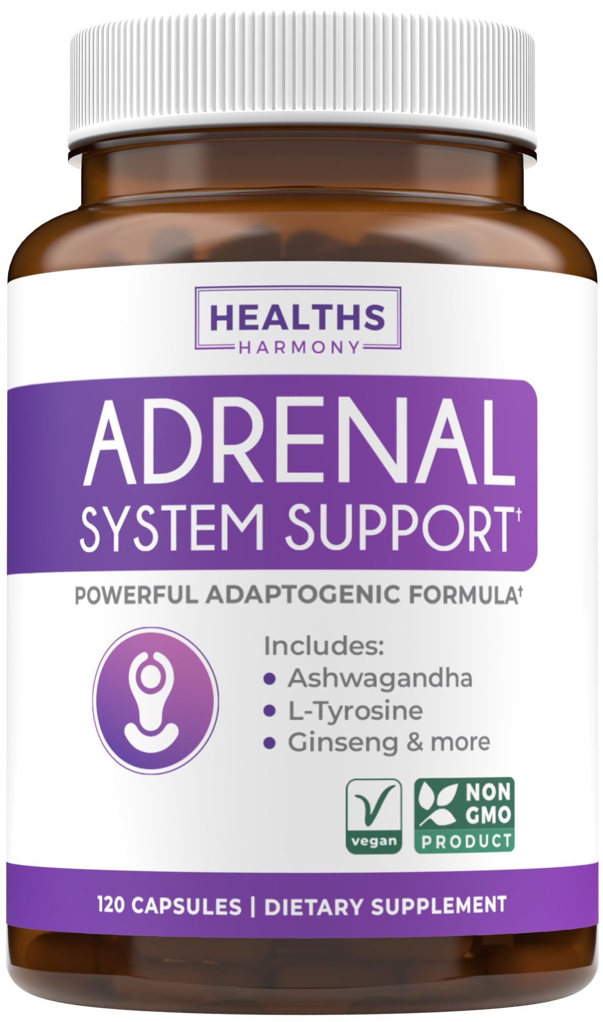 Complément Alimentaire Soutien Surrénalien Healths Harmony 120 capsules vue de face