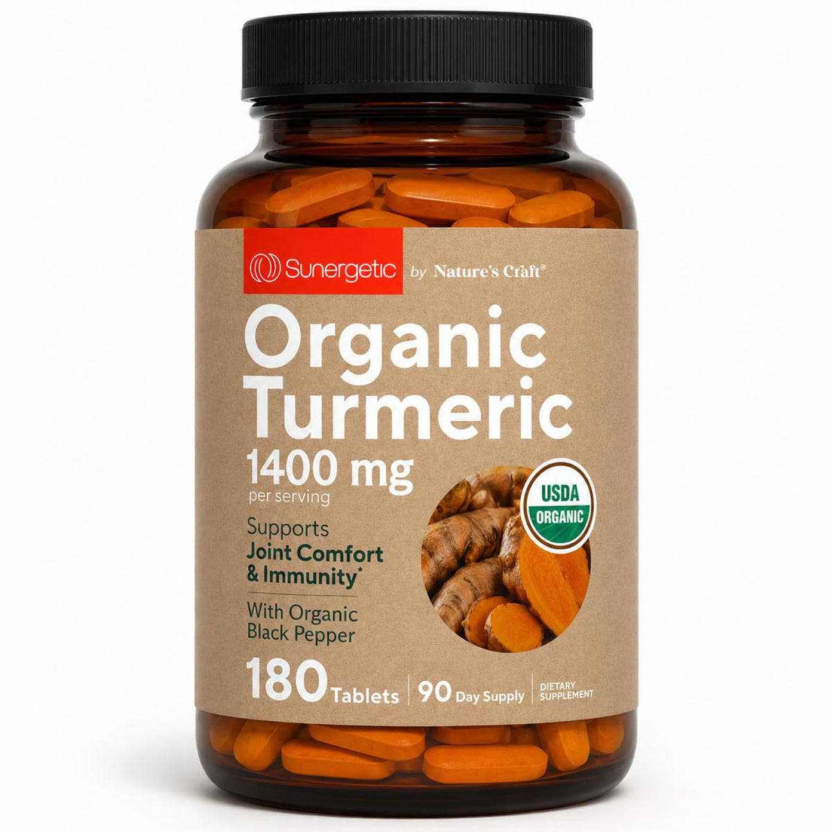 Complément alimentaire Sunergetic Curcuma Bio 1400mg avant et arrière