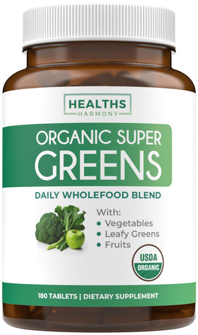Complément alimentaire Super Greens Healths Harmony, vue avant du produit
