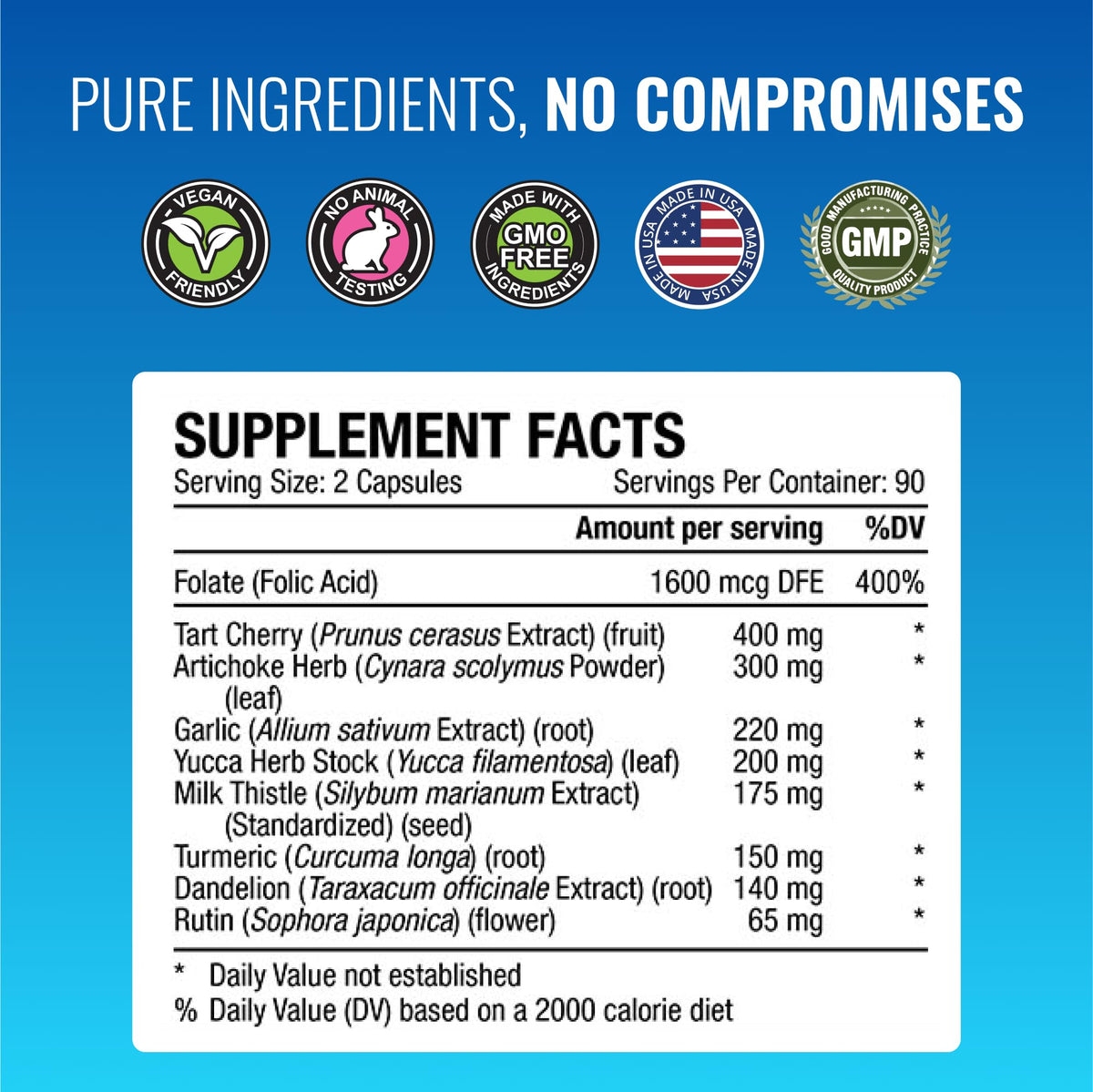 Complément Alimentaire Uric Acid Flush avec des capsules sur un fond blanc