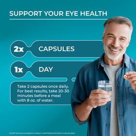 Complément alimentaire Vision PUREHEALTH RESEARCH sur une table en bois