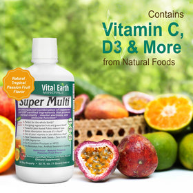 Complément alimentaire Vital Earth Minerals avec verre de dosage
