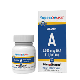 Complément Alimentaire Vitamine A 10 000 UI, 100 comprimés sublinguales, vue de face