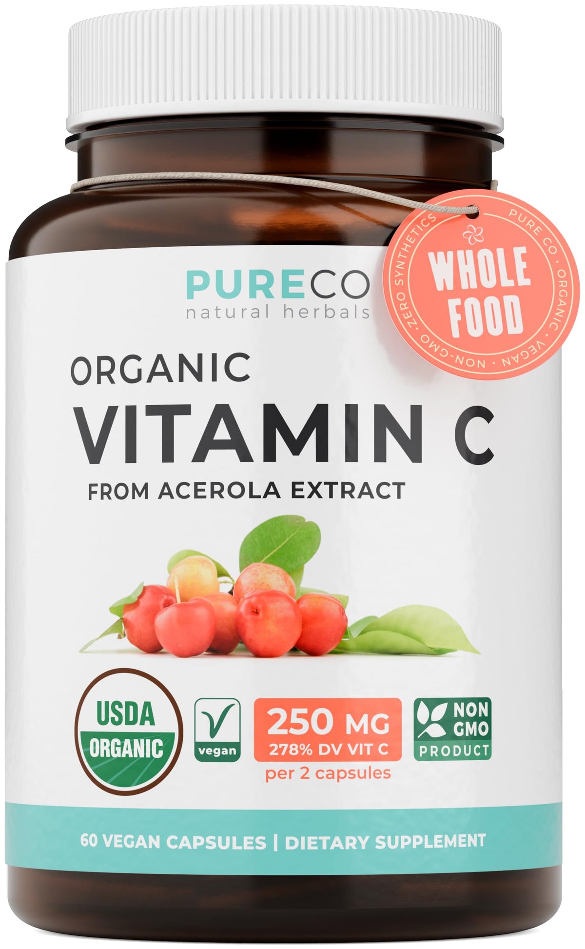 Complément alimentaire Vitamine C Bio de PURE CO, capsules en vue de face