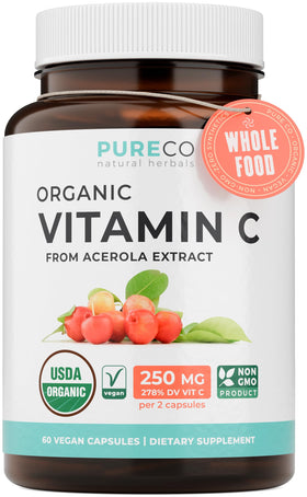 Complément alimentaire Vitamine C Bio de PURE CO, capsules en vue de face