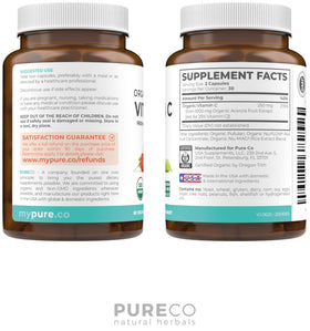 Complément alimentaire Vitamine C Bio PURE CO avec des cerises acerola