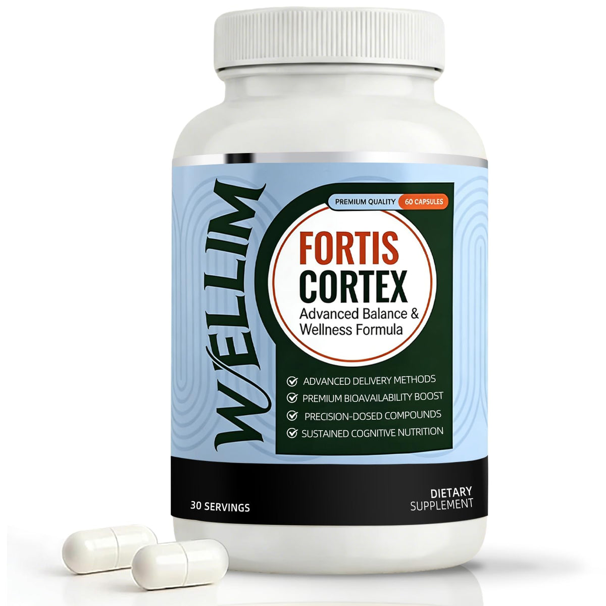 Complément alimentaire Wellim Fortis Cortex FYRKOA 60 capsules vue de face