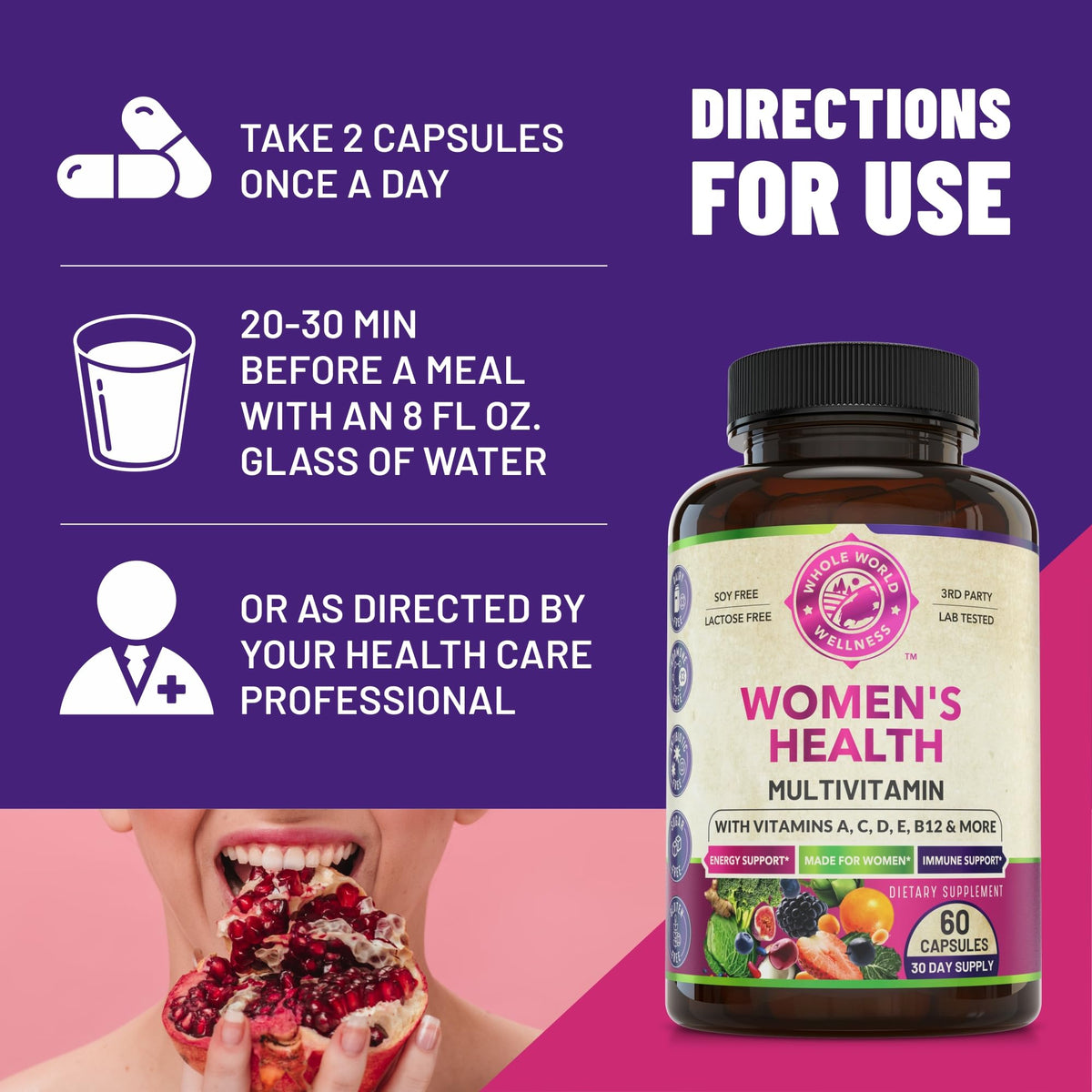 Complément alimentaire WHOLE WORLD WELLNESS Multivitamine Femme, vue arrière