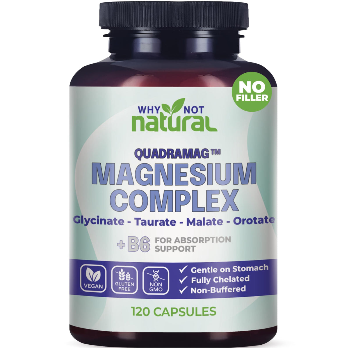 Complément alimentaire Why Not Natural Magnésium 300 mg 120 capsules vue de face