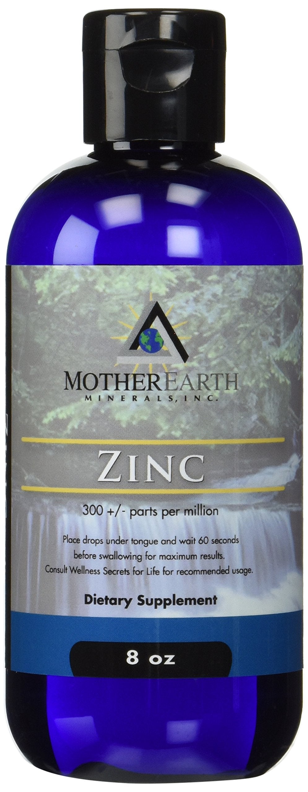 Complément alimentaire zinc liquide Mother Earth Minerals sur fond blanc