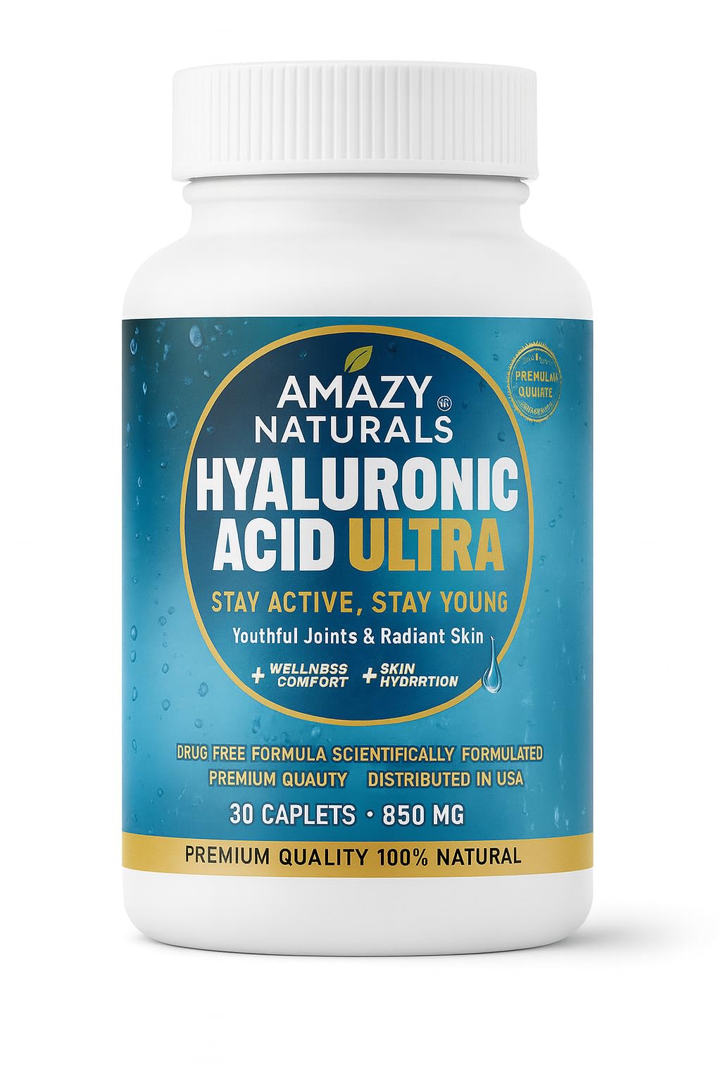 Complément Amazy Naturals Acide Hyaluronique 860mg, vue avant