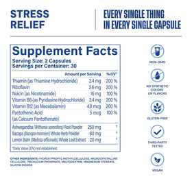 Complément anti-stress Health By Habit avec ingrédients en arrière-plan