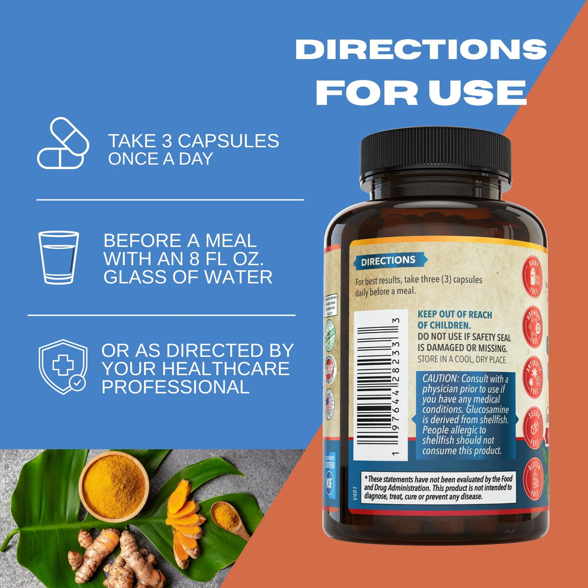 Complément articulaire WHOLE WORLD WELLNESS à côté de gélules de vitamines