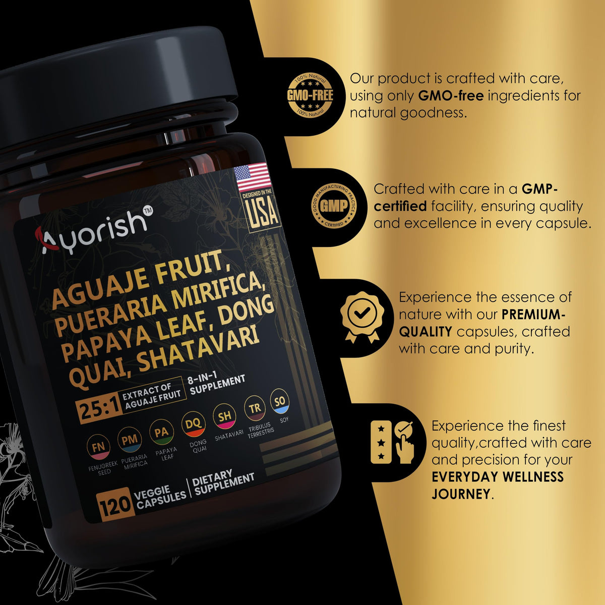 Complément Ayorish Aguaje 1000mg avec des feuilles de papaye