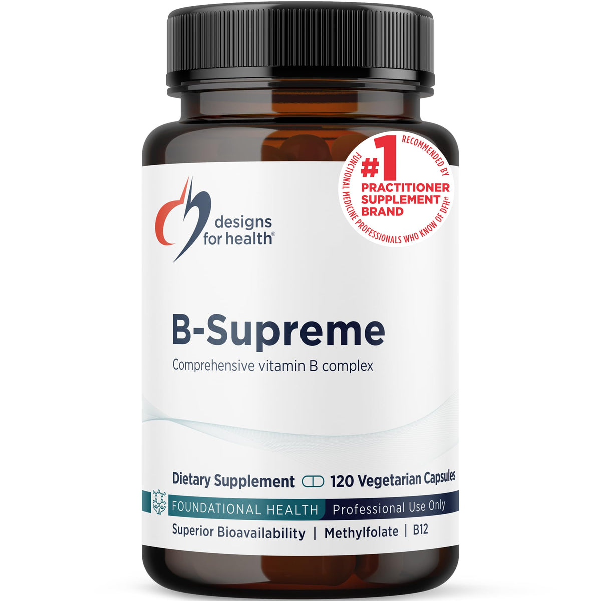 Complément B Complex Methylé Designs for Health 120 capsules vue avant