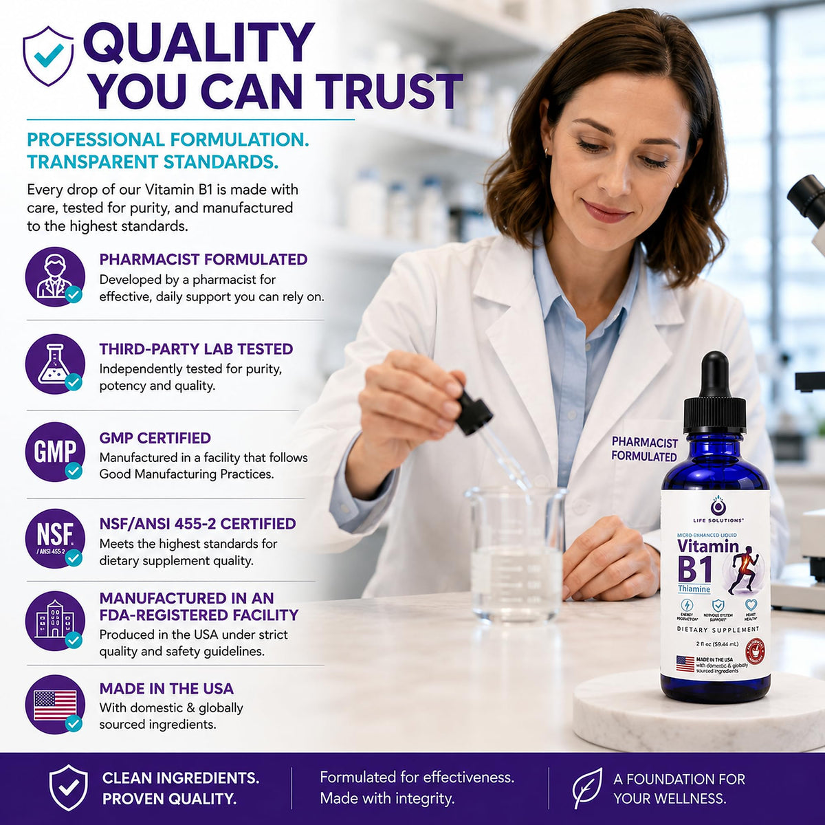 Complément B1 liquide Life Solutions dans un environnement de cuisine