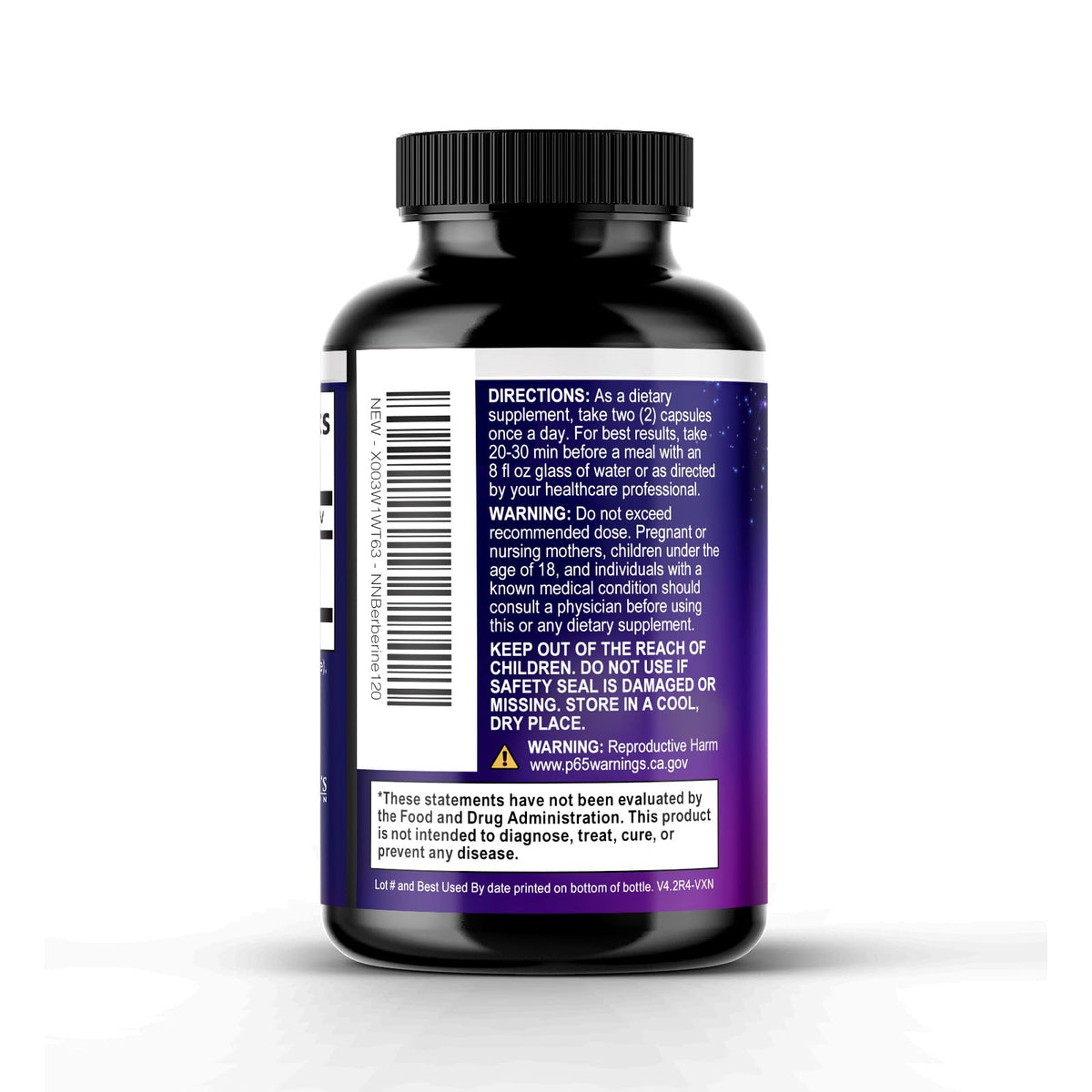 Complément Berberine HCl 1200mg avec étiquette claire