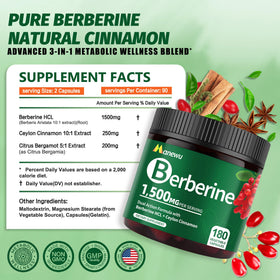 Complément Berbérine HCl 1500mg avec dosage sur l'étiquette
