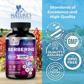 Complément Berberine HCl Nature's Nutrition, vue arrière de l'emballage