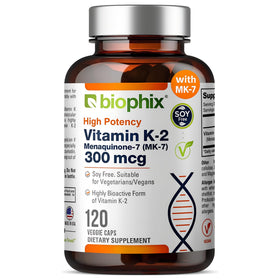 Complément biophix K2 MK-7 300mcg en capsules végétales vue de face