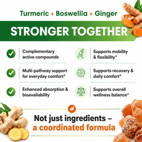 Complément Boswellia Curcuma Gingembre HCL sur un fond en bois