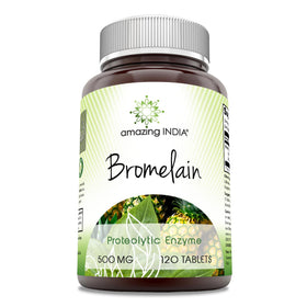 Complément Bromélaïne Amazing India 500 Mg 120 Tablettes vue de face