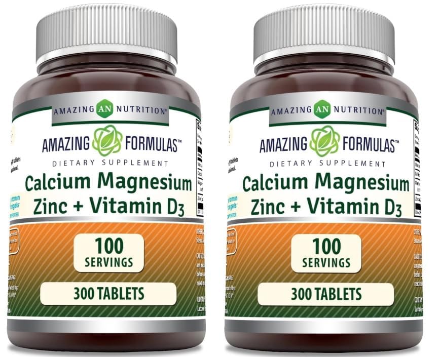 Complément Calcium Magnésium Zinc 300 comprimés Amazing Nutrition vue de face