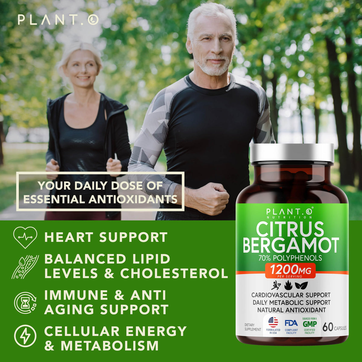 Complément Citrus Bergamot 1200mg avec capsules en vue de dessus