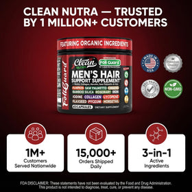 Complément Clean Nutraceuticals pour cheveux, capsules dans un verre