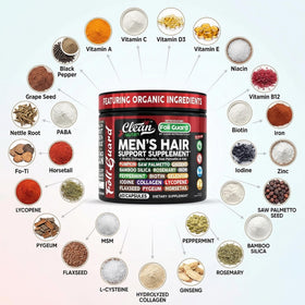 Complément Clean Nutraceuticals pour cheveux, côté de la boîte