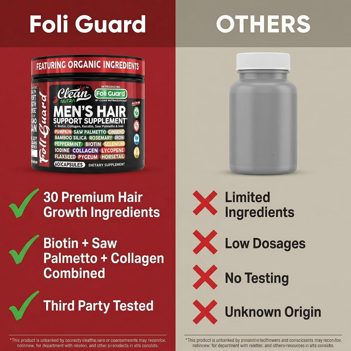 Complément Clean Nutraceuticals pour cheveux, ingrédients naturels