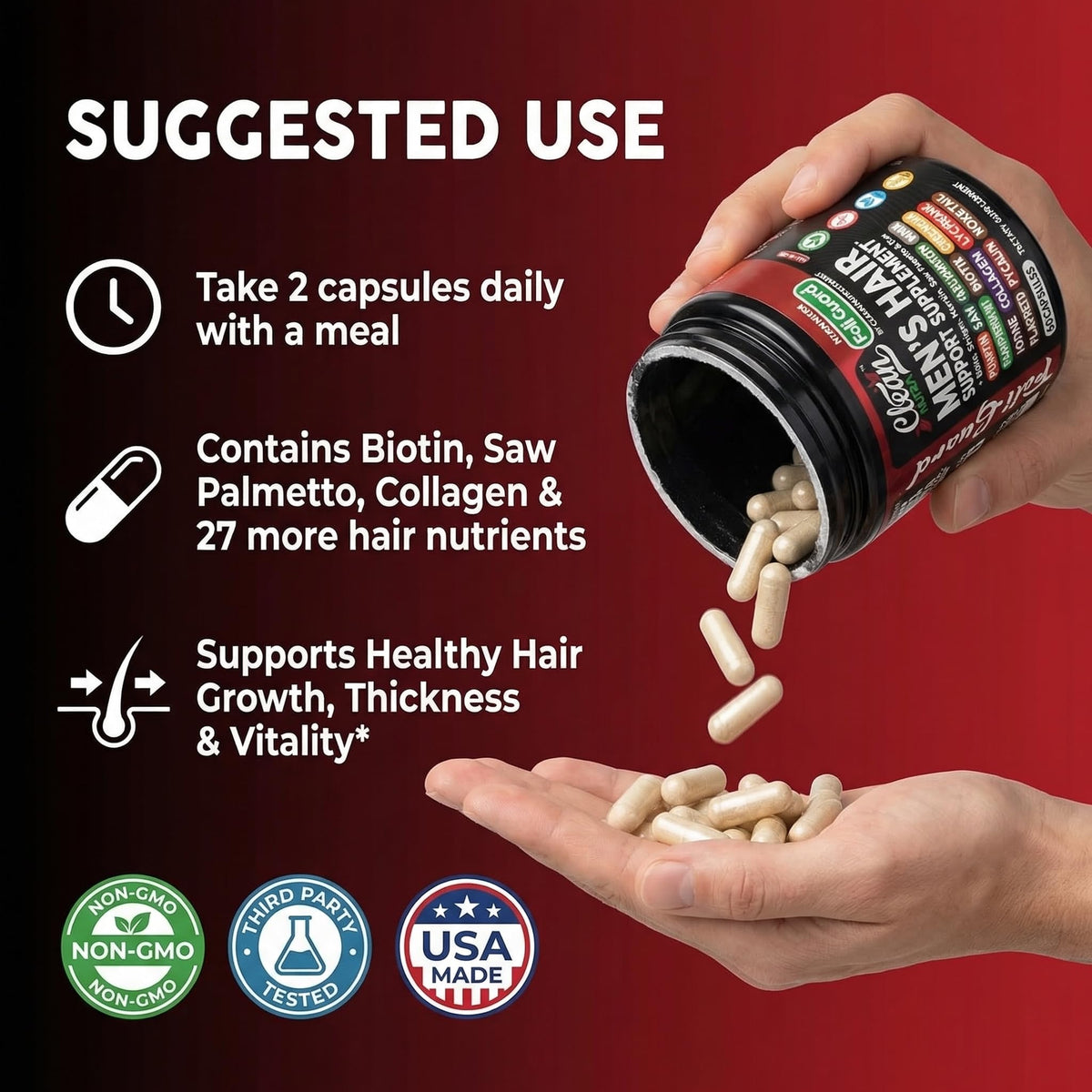 Complément Clean Nutraceuticals pour cheveux, vue d'ensemble avec des plantes