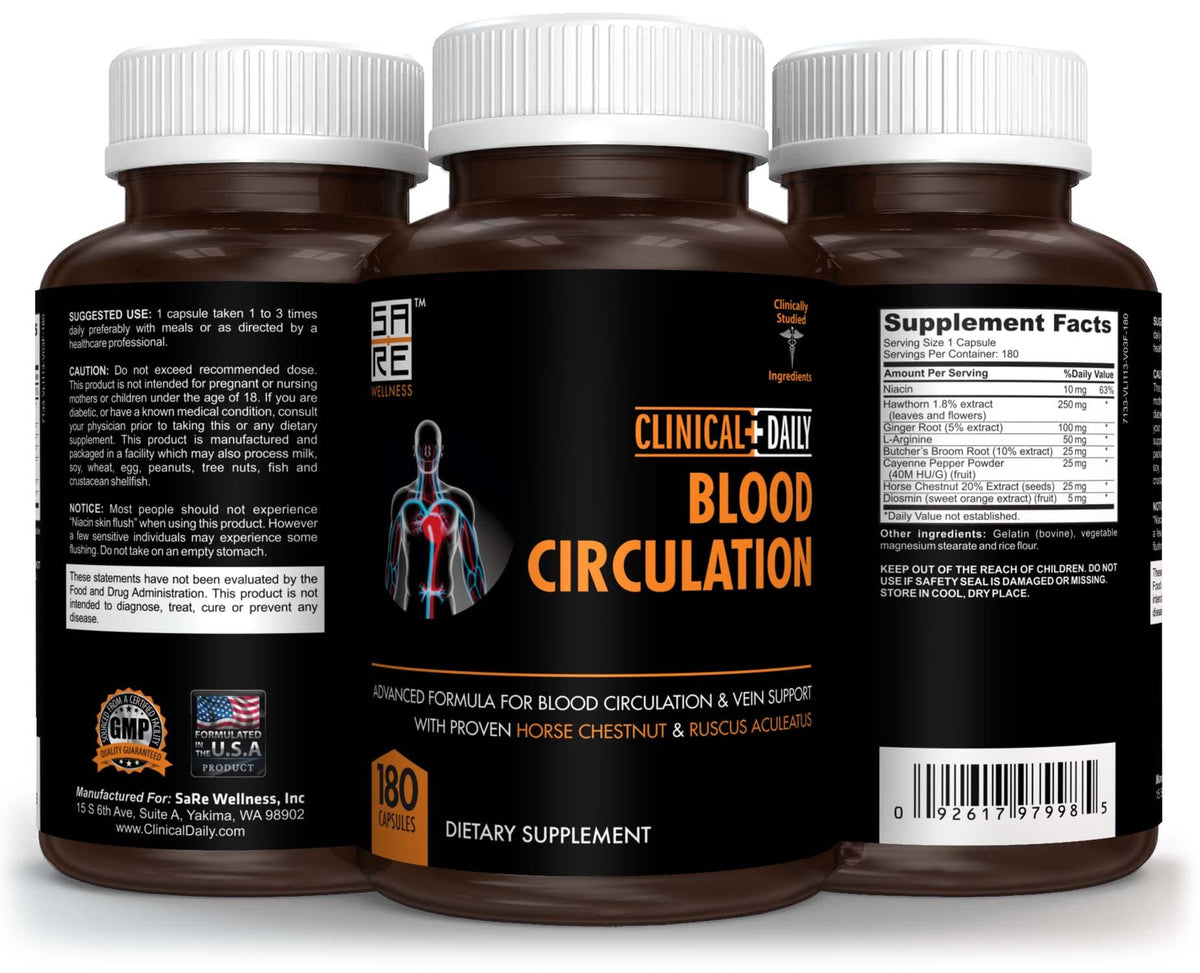 Complément Clinical Daily Circulation Sanguine capsules sur fond blanc