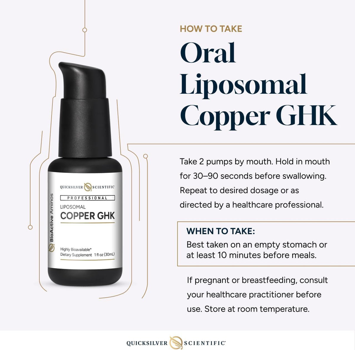 Complément Cuivre GHK Liposomal Quicksilver Scientific avec dosage