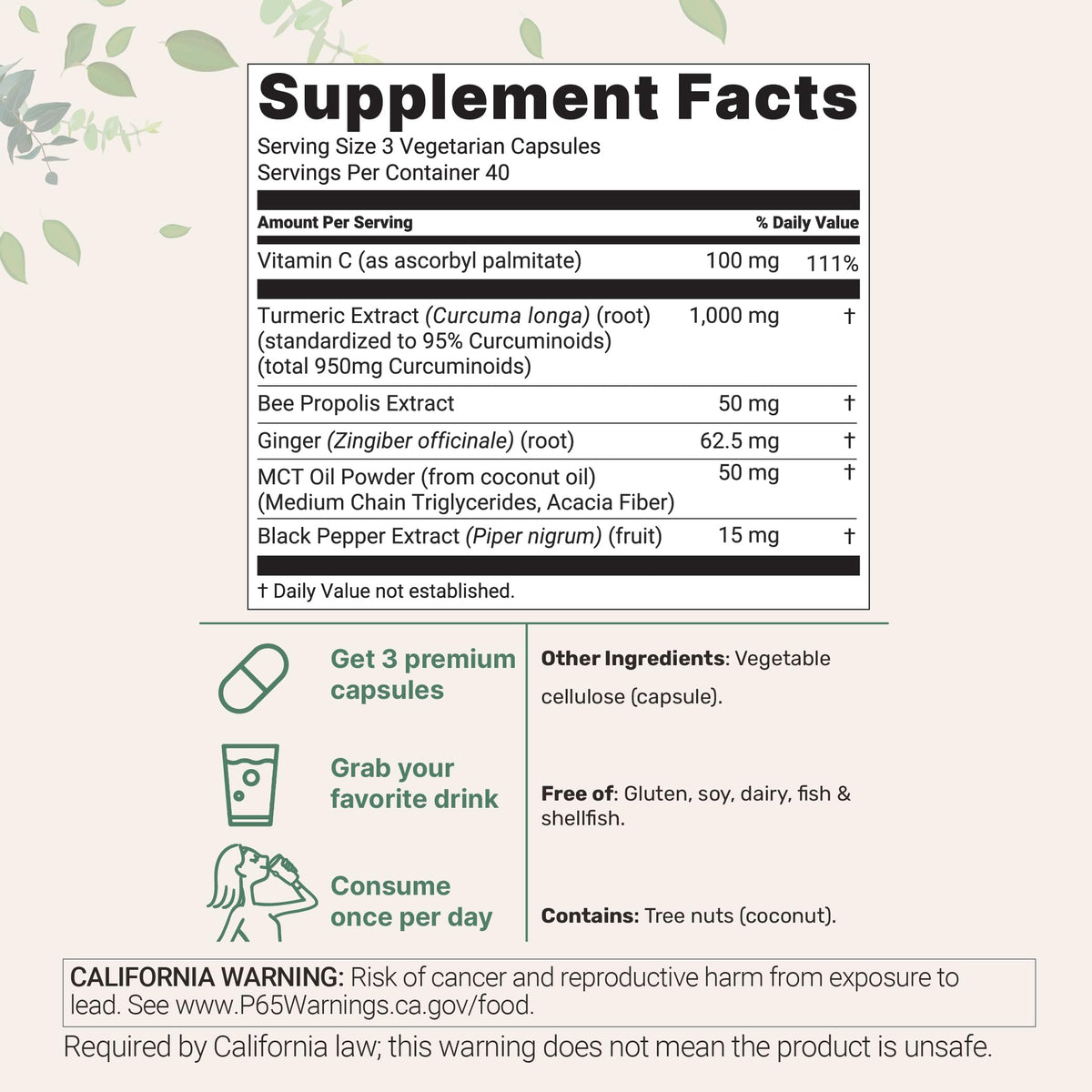 Complément Curcuma Pur 1 000 mg Micro Ingredients capsules végétales