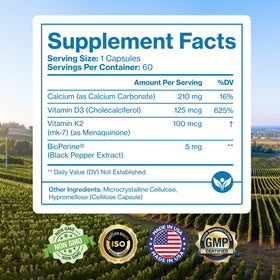 Complément D3 K2 Vegan 100mcg + 5000 IU Pure Micronutrients - capsules sur une surface
