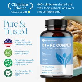 Complément D3 K2 Vegan 100mcg + 5000 IU Pure Micronutrients - vue arrière