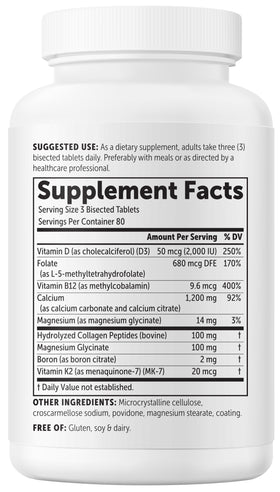 Complément de calcium Micro Ingredients avec ingrédients naturels en arrière-plan