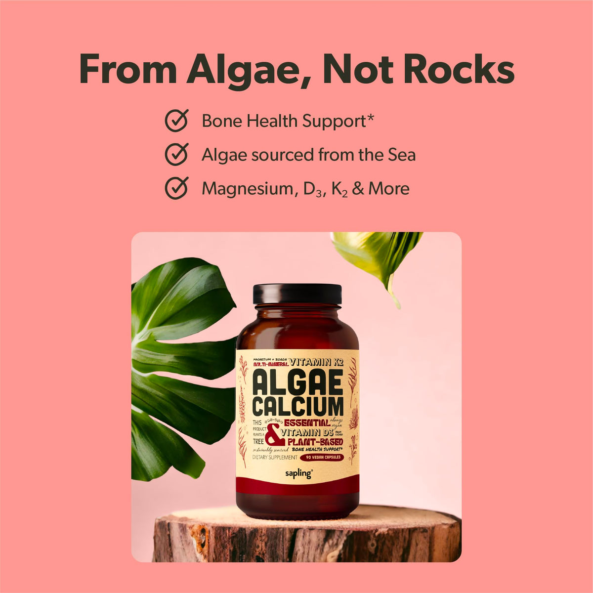 Complément de calcium sapling 600mg avec étiquetage des ingrédients