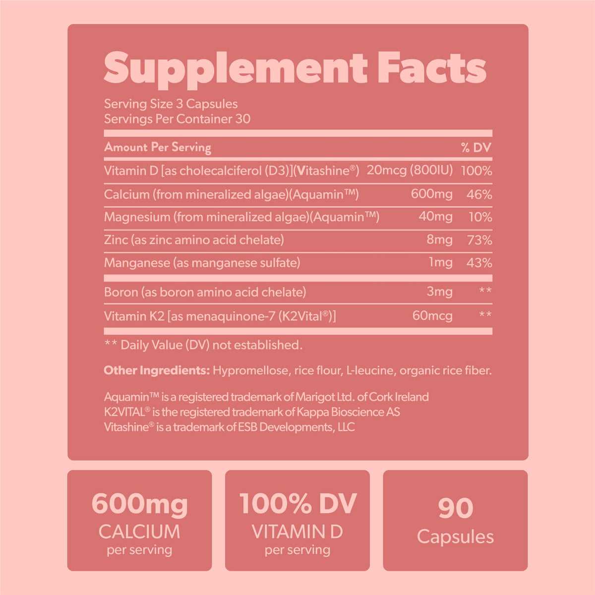 Complément de calcium sapling 600mg avec une plante en arrière-plan