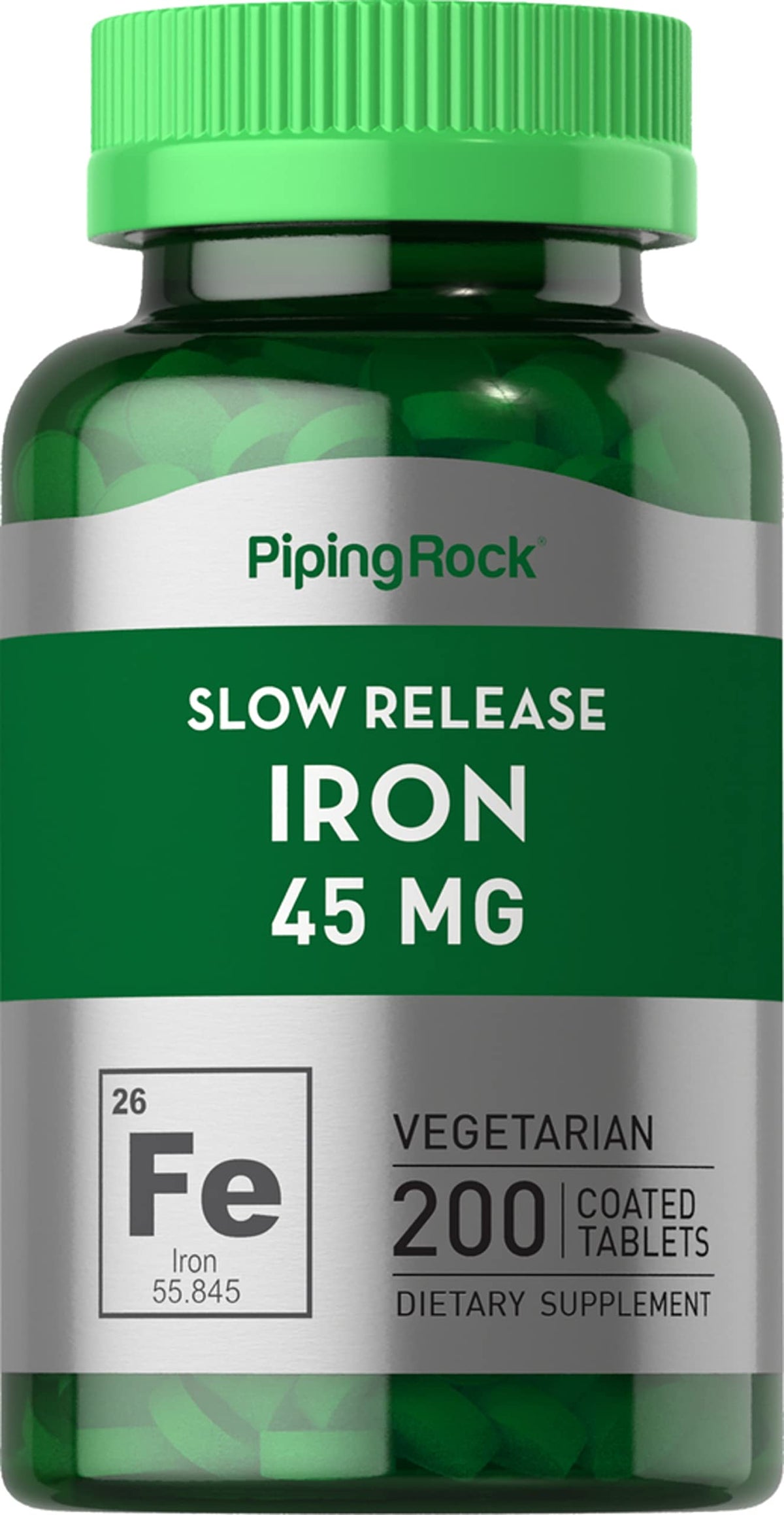 Complément de Fer Piping Rock 45 mg, boîte vue de face