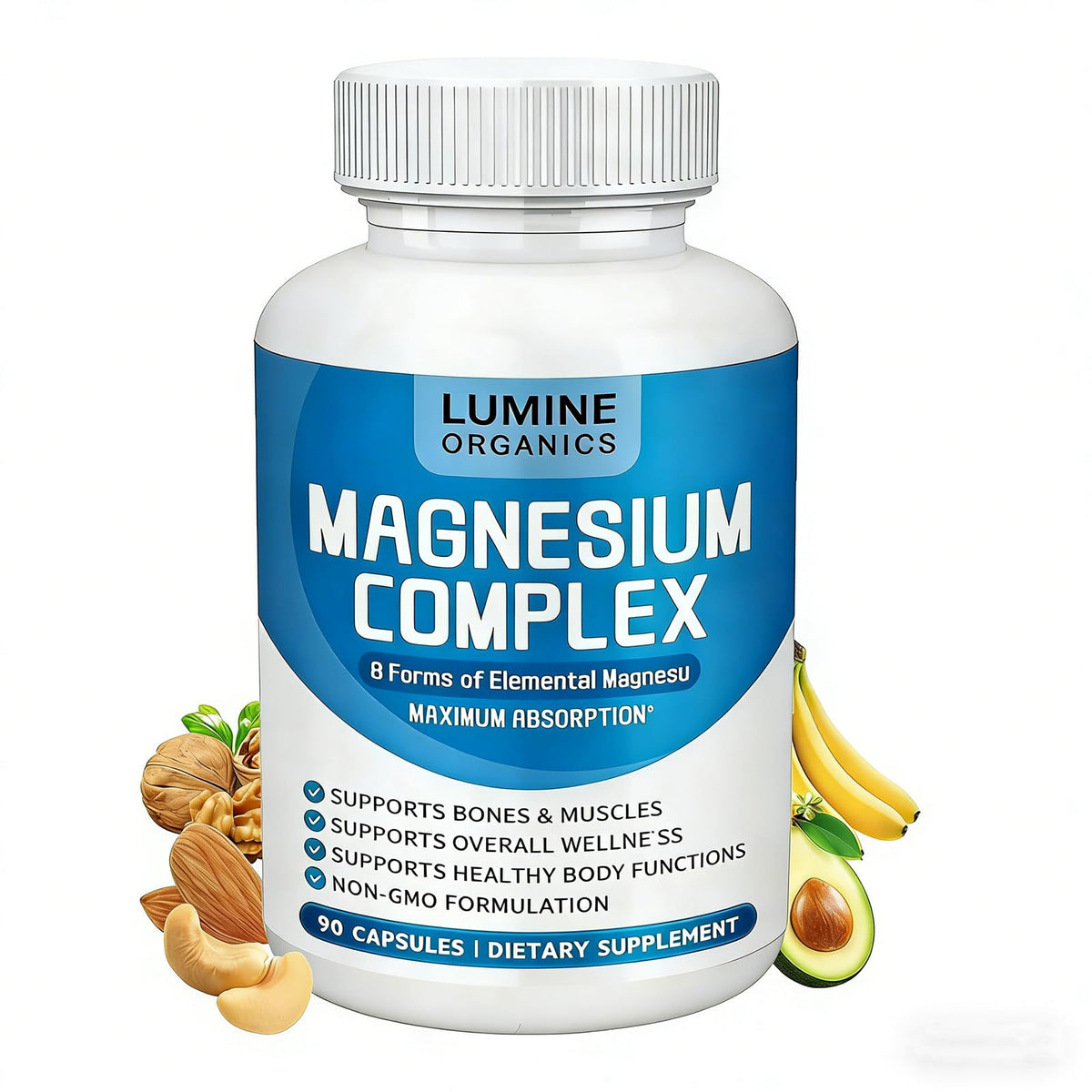 Complément de magnésium Lumine Organics 1000mg - étiquette