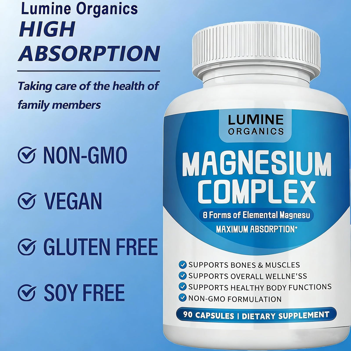 Complément de magnésium Lumine Organics - vue arrière