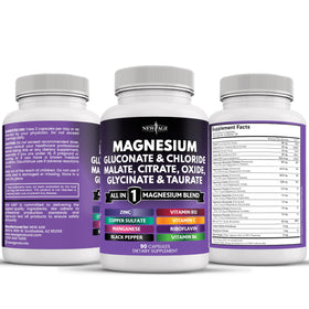 Complément de magnésium NEW AGE 2200mg, présentation du produit sur fond neutre