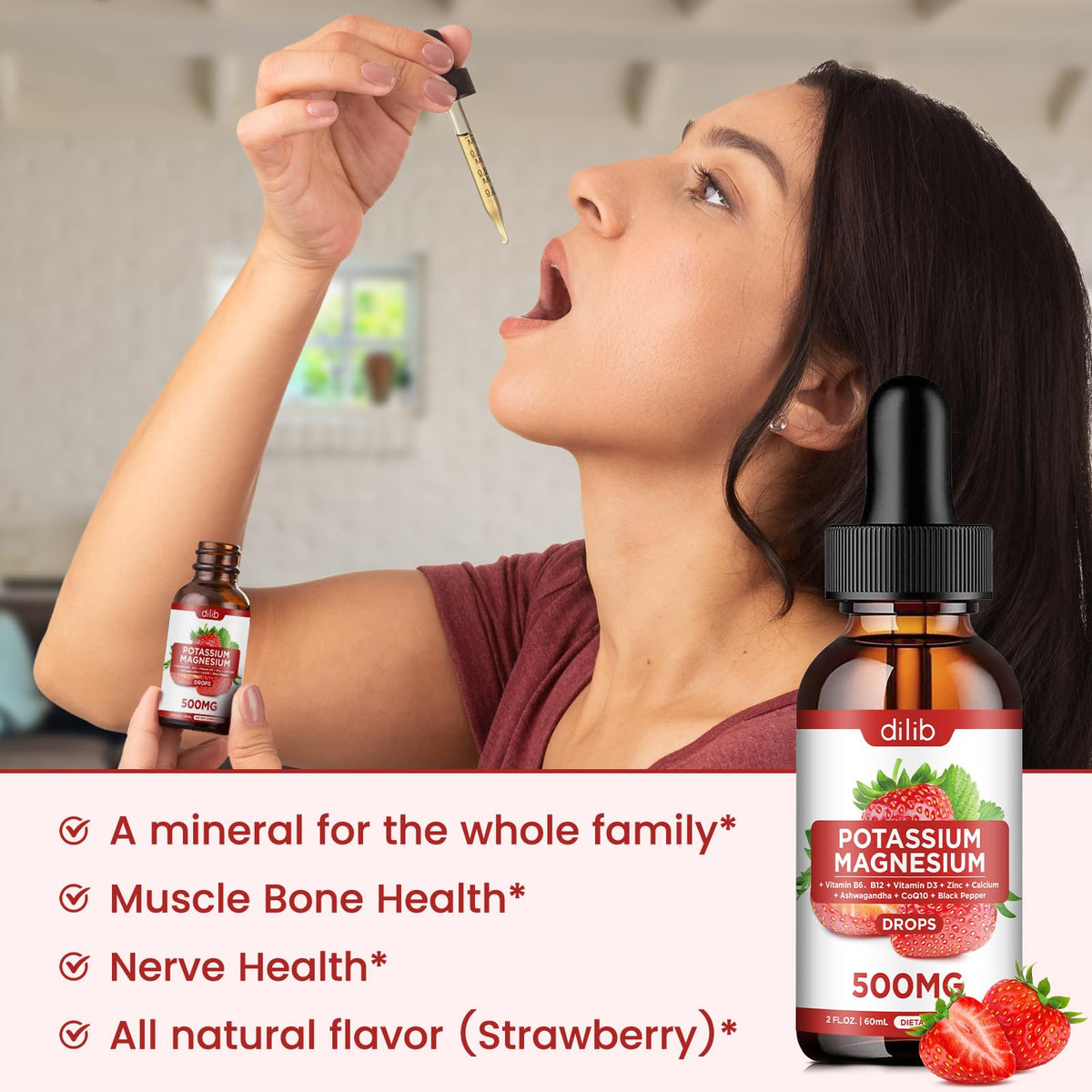 Complément dilib citrate de potassium et magnésium avec des fruits frais