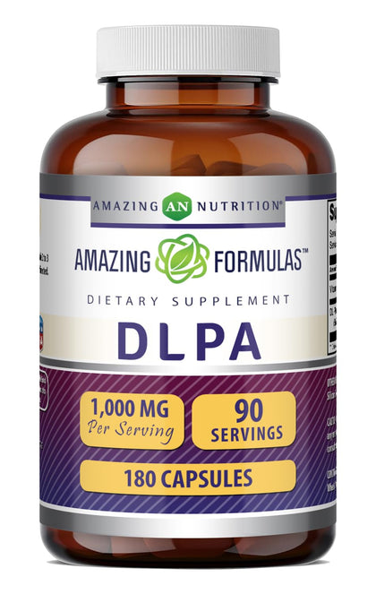Complément DLPA Amazing Nutrition 1000 mg, 180 capsules, vue de face